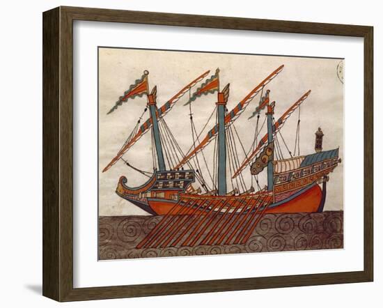 Turkish Galley, Miniature from Turkish Memories, Ms Cicogna, 1971, 17th Century-null-Framed Giclee Print