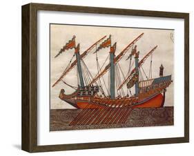 Turkish Galley, Miniature from Turkish Memories, Ms Cicogna, 1971, 17th Century-null-Framed Giclee Print