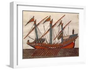 Turkish Galley, Miniature from Turkish Memories, Ms Cicogna, 1971, 17th Century-null-Framed Giclee Print