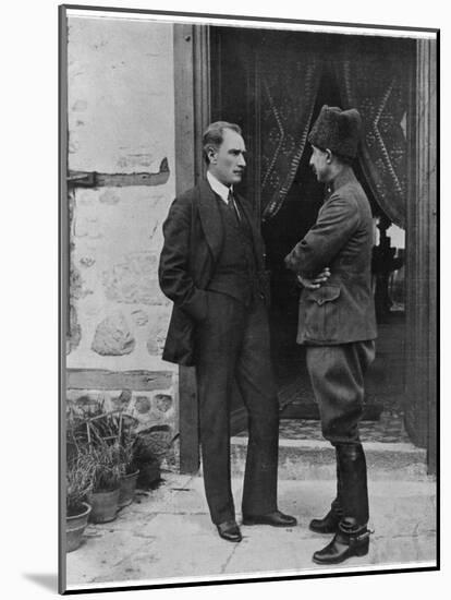 Turkish Leader Mustafa Kemal Ataturk Speaking W. His General, Ismet Pasha-null-Mounted Photographic Print