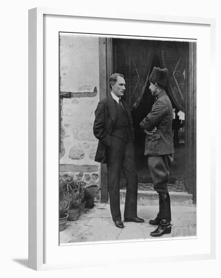 Turkish Leader Mustafa Kemal Ataturk Speaking W. His General, Ismet Pasha-null-Framed Photographic Print