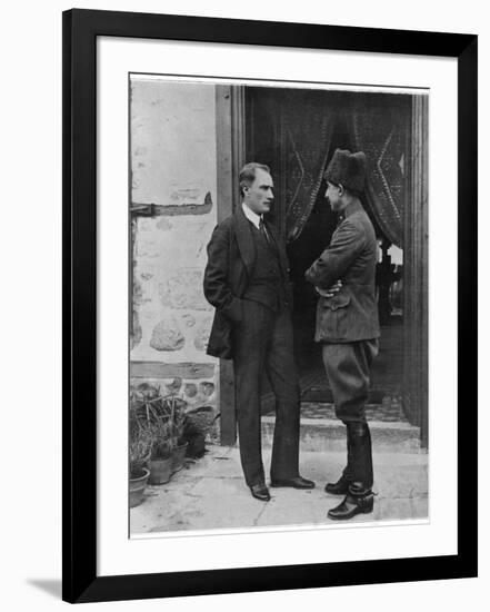 Turkish Leader Mustafa Kemal Ataturk Speaking W. His General, Ismet Pasha-null-Framed Photographic Print