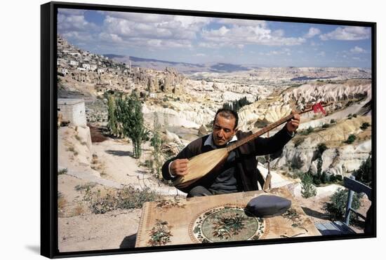 Turkish Man Playing a Type of Mandolin Called a Sis-Bill Ray-Framed Stretched Canvas