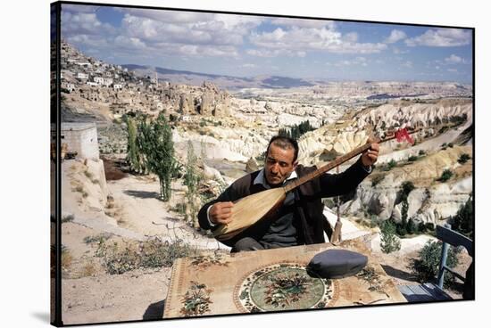 Turkish Man Playing a Type of Mandolin Called a Sis-Bill Ray-Stretched Canvas