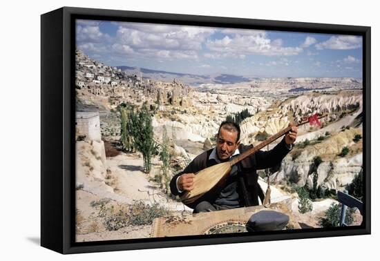 Turkish Man Playing a Type of Mandolin Called a Sis-Bill Ray-Framed Stretched Canvas