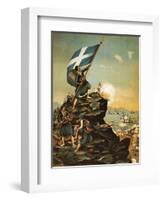 Turkish Navy Attacking Greek Coast, 1897, Greek-Turkish War, Greece-null-Framed Giclee Print