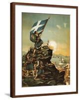 Turkish Navy Attacking Greek Coast, 1897, Greek-Turkish War, Greece-null-Framed Giclee Print