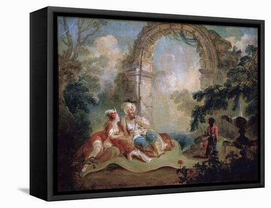 Turkish Pasha and Odalisque, Late 18th or Early 19th Century-Jean-Baptiste Hilair-Framed Stretched Canvas