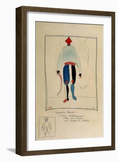 Turkish Warrior. Warrior Illustration for a Costume for the Opera the Victory on the Sun by Alexei-Kazimir Severinovich Malevich-Framed Giclee Print