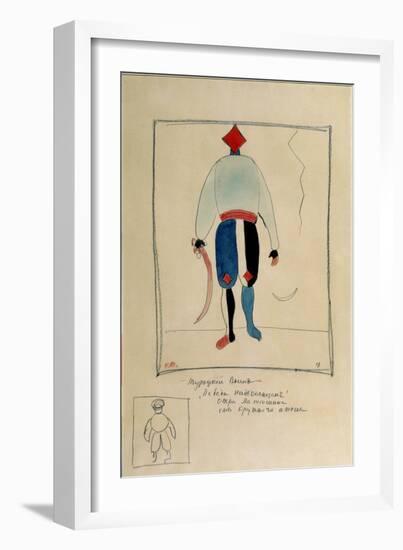 Turkish Warrior. Warrior Illustration for a Costume for the Opera the Victory on the Sun by Alexei-Kazimir Severinovich Malevich-Framed Giclee Print