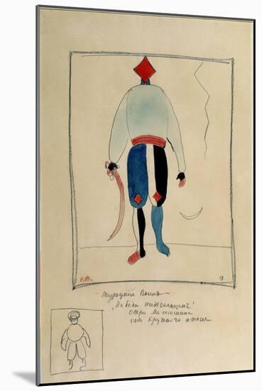 Turkish Warrior. Warrior Illustration for a Costume for the Opera the Victory on the Sun by Alexei-Kazimir Severinovich Malevich-Mounted Giclee Print