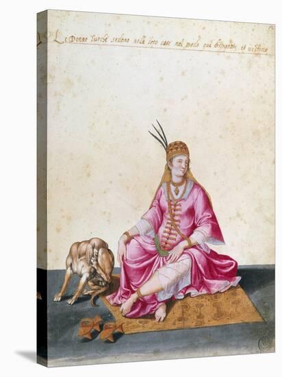 Turkish Woman with Dog, 1547-1627-Jacopo Ligozzi-Stretched Canvas