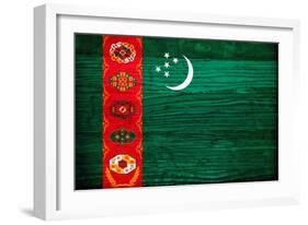 Turkmenistan Flag Design with Wood Patterning - Flags of the World Series-Philippe Hugonnard-Framed Art Print