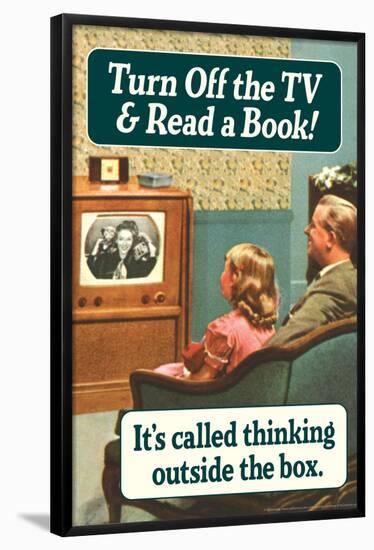 Turn Off TV Read A Book Thinking Outside The Box Funny Poster-Ephemera-Framed Poster
