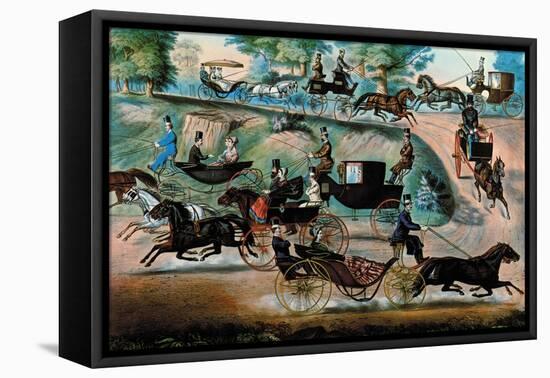 Turn Outs-Currier & Ives-Framed Stretched Canvas