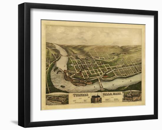 Turners Falls, Massachusetts - Panoramic Map-Lantern Press-Framed Art Print