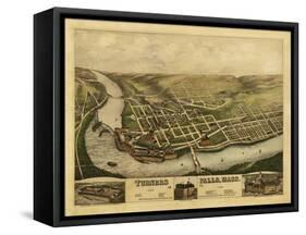 Turners Falls, Massachusetts - Panoramic Map-Lantern Press-Framed Stretched Canvas