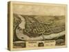 Turners Falls, Massachusetts - Panoramic Map-Lantern Press-Stretched Canvas