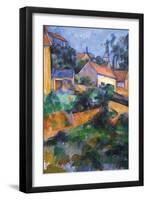 Turning Road at Montgeroult-Paul Cézanne-Framed Art Print
