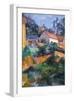 Turning Road at Montgeroult-Paul Cézanne-Framed Art Print