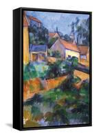 Turning Road at Montgeroult-Paul Cézanne-Framed Stretched Canvas