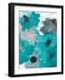 Turq and Grey Flowers-Jodi Pedri-Framed Art Print