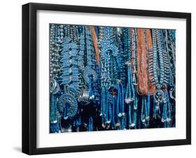 Turquoise and Squash Blossom Necklaces, Made by Native Americans Lining Walls of Store-Michael Mauney-Framed Photographic Print