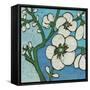 Turquoise Batik Botanical V-Andrea Davis-Framed Stretched Canvas