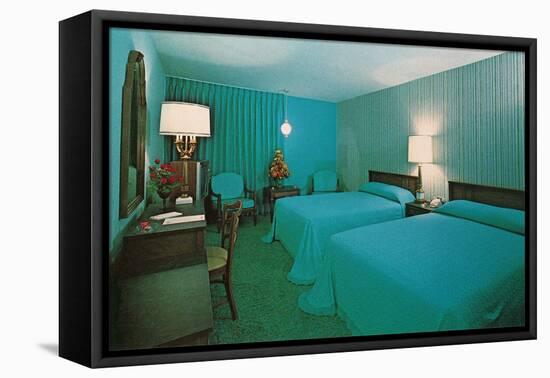 Turquoise Blue Motel Room-null-Framed Stretched Canvas
