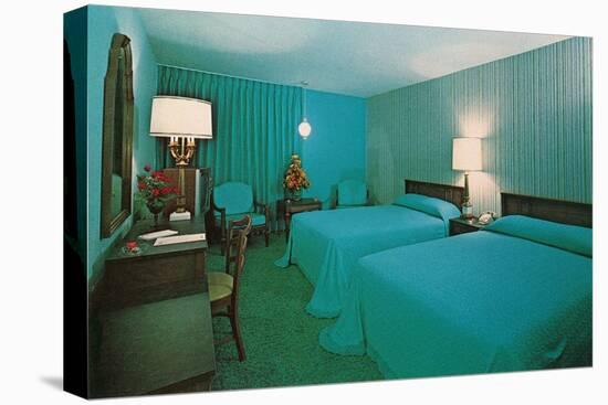 Turquoise Blue Motel Room-null-Stretched Canvas