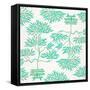 Turquoise Bonsai Pattern-Cat Coquillette-Framed Stretched Canvas