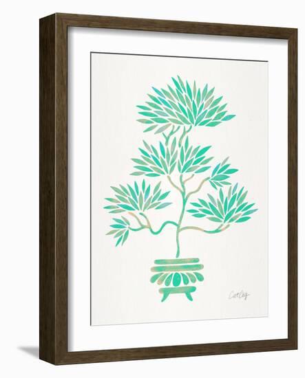 Turquoise Bonsai-Cat Coquillette-Framed Art Print