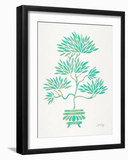 Turquoise Bonsai-Cat Coquillette-Framed Art Print