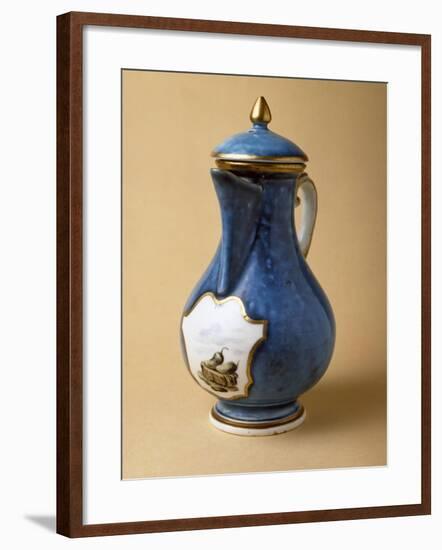 Turquoise Coffee Pot and Lid, 1745-1750, Porcelain-null-Framed Giclee Print