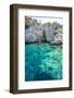 Turquoise colored crystal clear water at a rocky island, Aegean Sea, Turkey-Ali Kabas-Framed Photographic Print