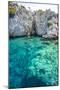 Turquoise colored crystal clear water at a rocky island, Aegean Sea, Turkey-Ali Kabas-Mounted Photographic Print