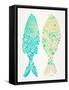 Turquoise Cream Indonesian Fish-Cat Coquillette-Framed Stretched Canvas