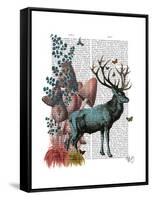 Turquoise Deer in Mushroom Forest-Fab Funky-Framed Stretched Canvas