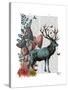 Turquoise Deer in Mushroom Forest-Fab Funky-Stretched Canvas