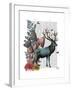 Turquoise Deer in Mushroom Forest-Fab Funky-Framed Art Print