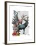 Turquoise Deer in Mushroom Forest-Fab Funky-Framed Art Print