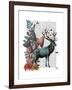 Turquoise Deer in Mushroom Forest-Fab Funky-Framed Art Print
