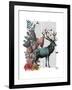 Turquoise Deer in Mushroom Forest-Fab Funky-Framed Art Print