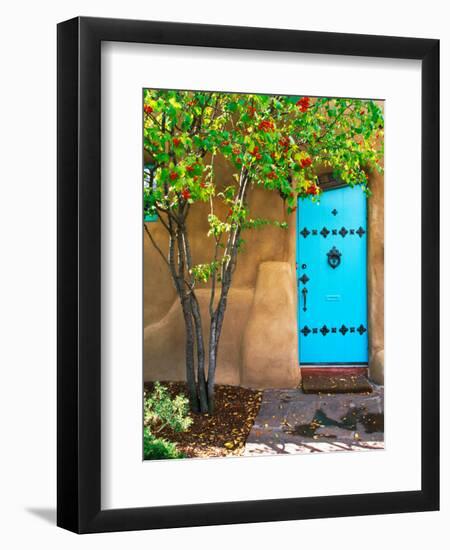 Turquoise Door, Santa Fe, New Mexico-Tom Haseltine-Framed Photographic Print