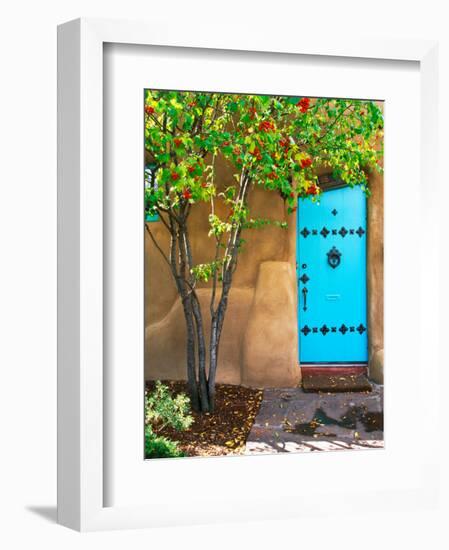 Turquoise Door, Santa Fe, New Mexico-Tom Haseltine-Framed Photographic Print