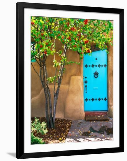 Turquoise Door, Santa Fe, New Mexico-Tom Haseltine-Framed Photographic Print