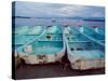 Turquoise Fishing Boats in Fishing Village, North of Puerto Vallarta, Colonial Heartland, Mexico-Tom Haseltine-Stretched Canvas