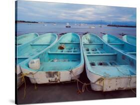 Turquoise Fishing Boats in Fishing Village, North of Puerto Vallarta, Colonial Heartland, Mexico-Tom Haseltine-Stretched Canvas