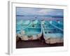 Turquoise Fishing Boats in Fishing Village, North of Puerto Vallarta, Colonial Heartland, Mexico-Tom Haseltine-Framed Photographic Print