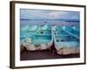 Turquoise Fishing Boats in Fishing Village, North of Puerto Vallarta, Colonial Heartland, Mexico-Tom Haseltine-Framed Photographic Print